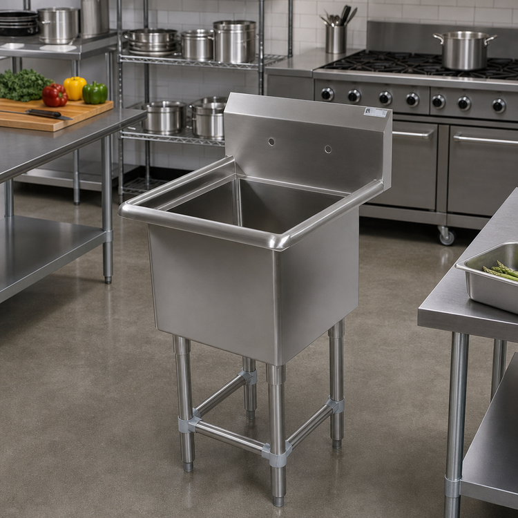 Product image #2 for John Boos Pro-Bowl 1-Compartment Stainless Steel Sink, 30 x 24 x 14-Inch Bowl, 10-Inch Backsplash