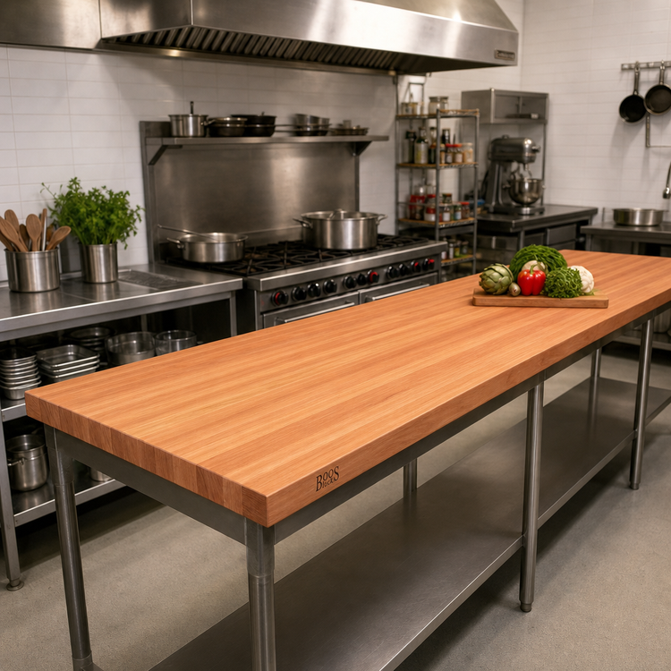 Product image #2 for Boos Block 144-Inch x 27-Inch x 3-Inch American Cherry Edge Grain Kitchen Countertop, Varnique Finish