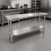Thumbnail image #2 for Sapphire 60-Inch x 18-Inch 18/430 Stainless Steel Flat Top Worktable with Undershelf