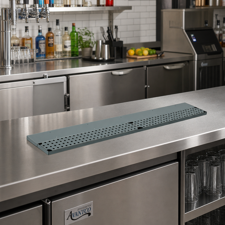 Product image #2 for Advance Tabco DRKR-12 12-Inch Stainless Steel Bar Drink Rail with Removable Perforated Grate