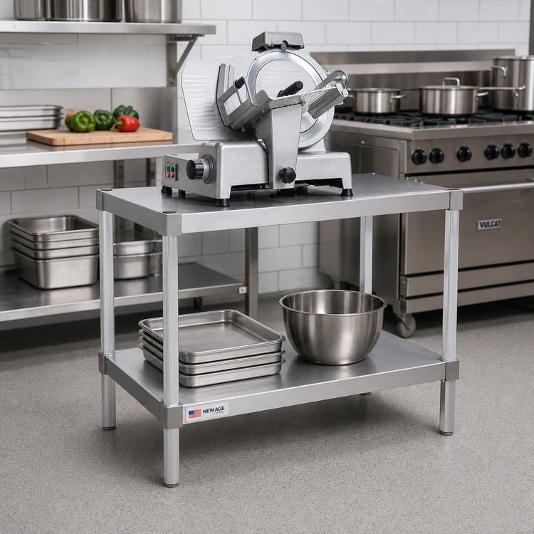 Product image #2 for New Age 48" x 18" x 24" Stationary Modular Aluminum Equipment Stand with 2 Adjustable Shelves