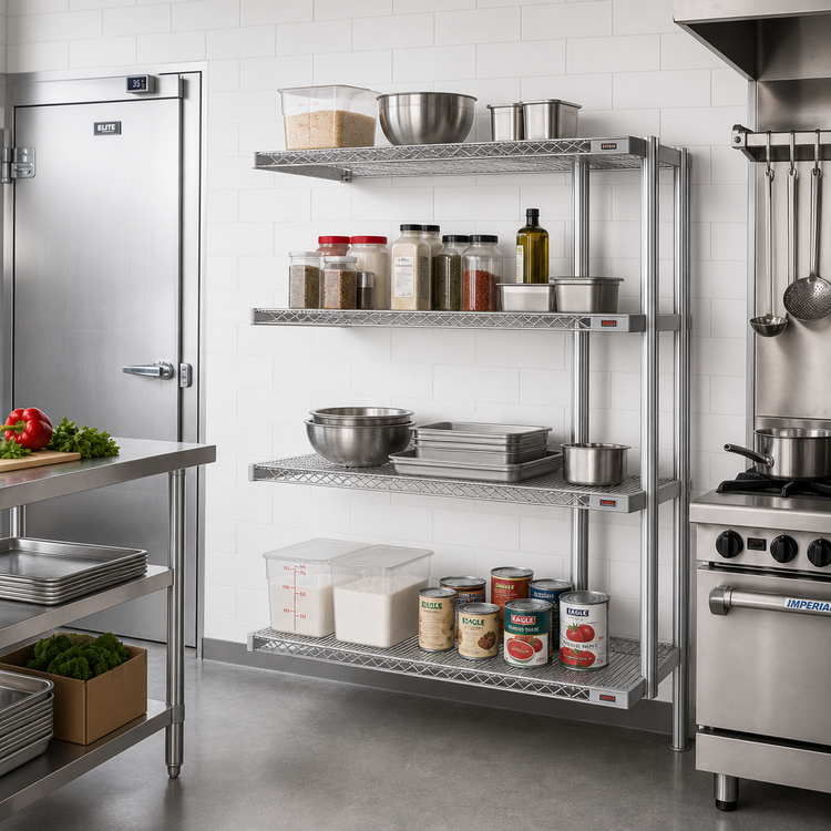Product image #2 for Eagle Group 4-Tier Add-On Wire Shelving Unit, 72W x 24D x 74H, Stainless Steel Finish