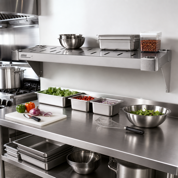 Product image #3 for Eagle Group Quik-Set Louvered Solid Shelf, 54"W x 18"D, 14/304 Stainless Steel