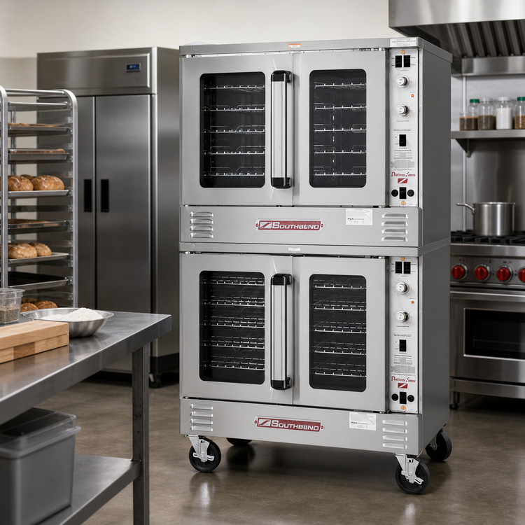 Product image #2 for Southbend Platinum Double-Deck Bakery-Depth Electric Convection Oven with Standard Controls, Independent Doors and Ventless Design