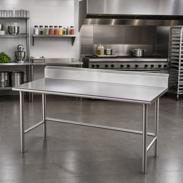 Product image #2 for Advance Tabco 108 Inch x 24 Inch 16 Gauge 430 Stainless Steel Commercial Work Table With 5 Inch Backsplash