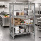 Thumbnail image #3 for Cambro Camshelving® CPU244864SUPKG Stationary Vented Security Shelving Unit with Full-Wrap Stainless Steel Cage, 50-1/4"W x 26-3/4"D x 64-1/2"H