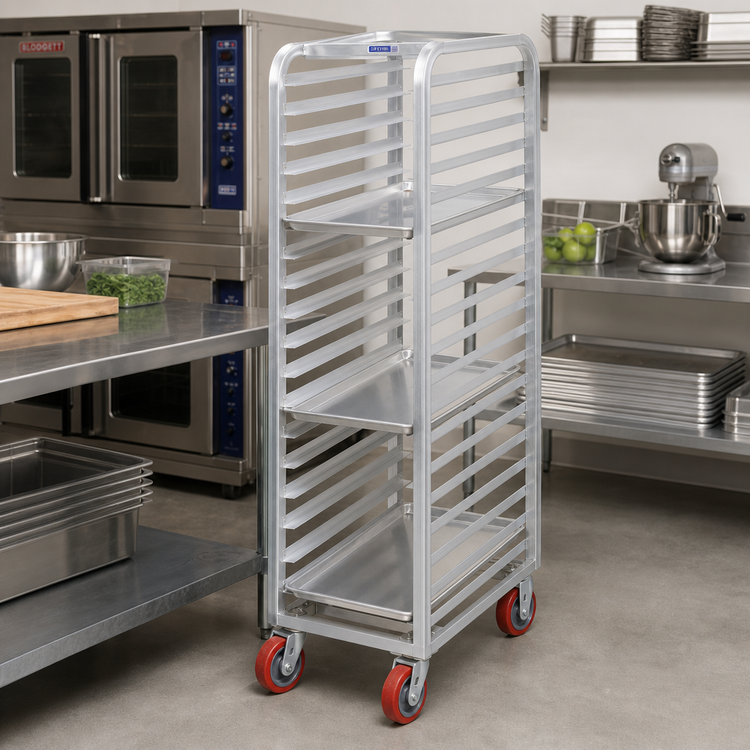 Product image #2 for Lifetime Tough Extra Heavy-Duty End-Load Aluminum Bun Pan Rack with Casters