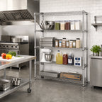 Thumbnail image #2 for Quantum WR54-1272S 72"W x 12"D x 54"H 4-Shelf Stationary Wire Shelving Starter Unit, 304 Stainless Steel
