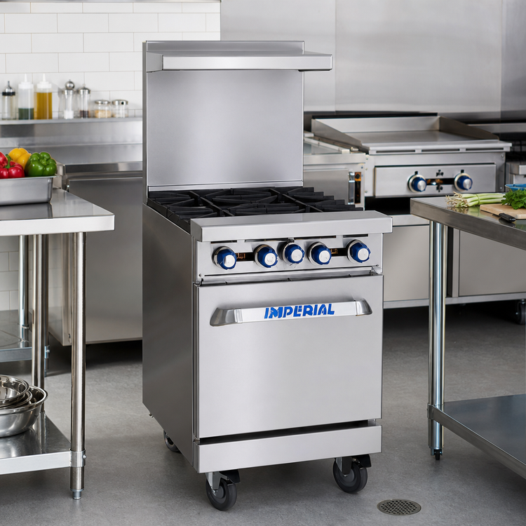Product image #2 for Imperial Pro Series 24-Inch Commercial Gas Range with 4 Open Burners and Cabinet Base