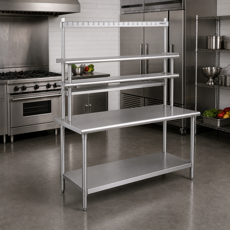 Product image #2 for Eagle Group SB Series Stainless Steel Work Table with Flex-Master Overshelf Kit, 60 x 30 Inches