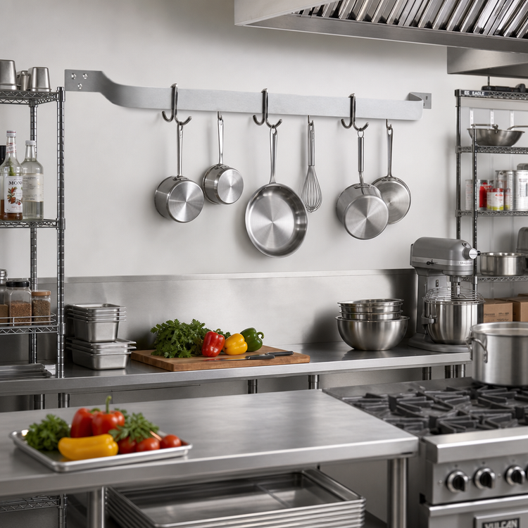 Product image #2 for Eagle Group 72-Inch Wall-Mount Single-Bar Stainless Steel Pot Rack