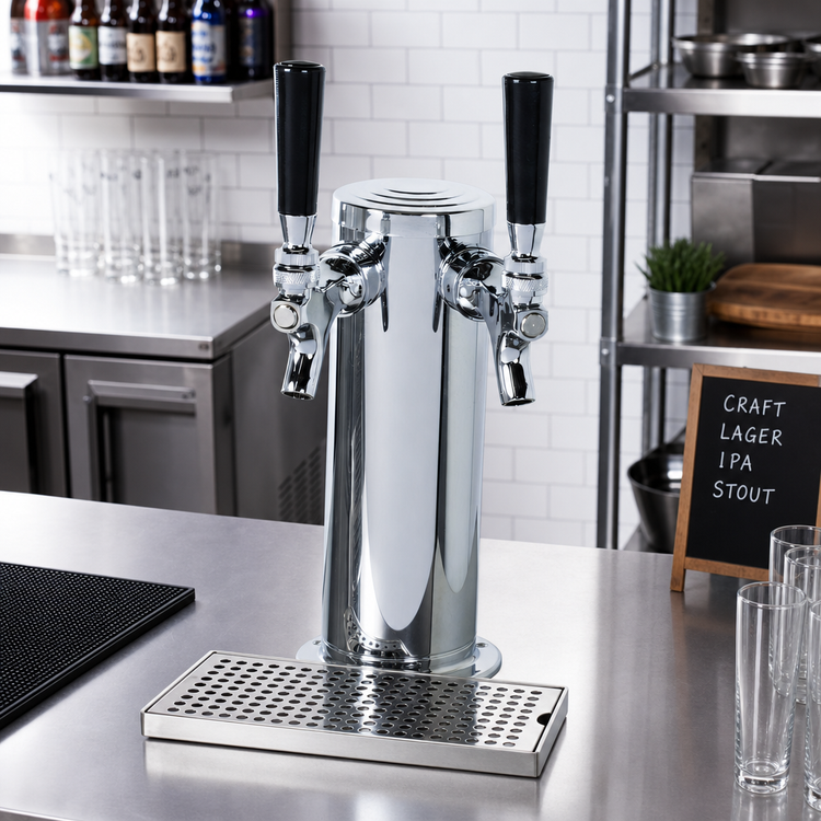 Product image #2 for Omcan USA 2-Faucet Stainless Steel Countertop Draft Beer Tower