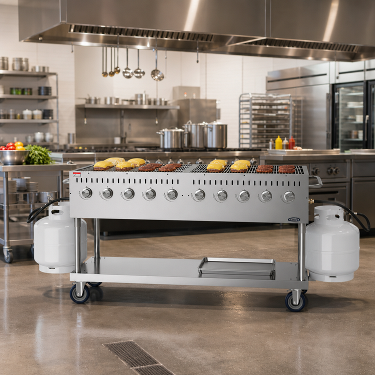 Product image #2 for 72-Inch Commercial Mobile Outdoor Propane Gas Grill with 10 Burners