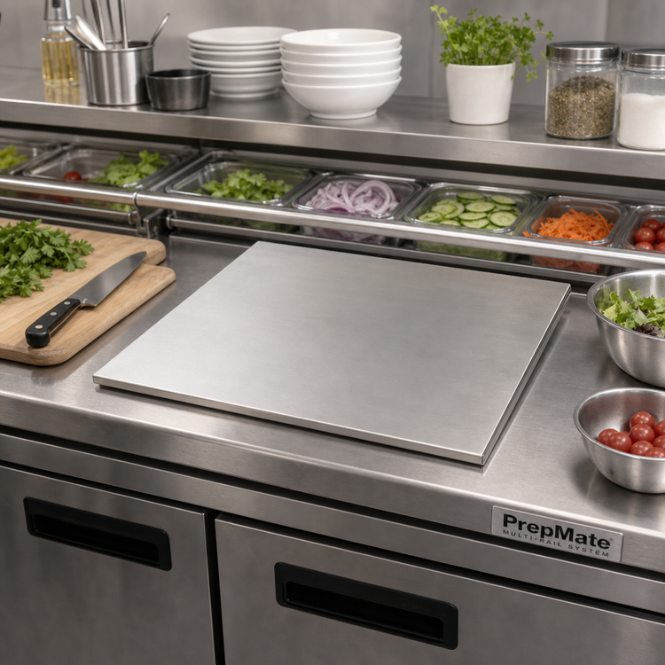Product image #2 for PrepMate MultiStation Stainless Steel Multi-Rail Work Surface, 18 x 24 Inches