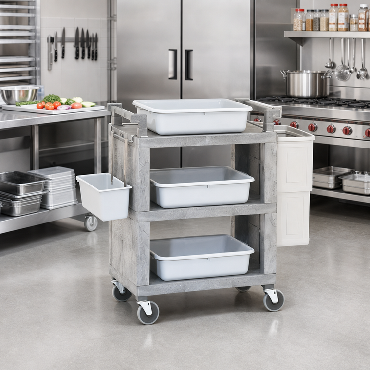 Product image #2 for Vollrath Closed-End Structural Foam Plastic Utility Cart, 3-Shelf, 200 lb Capacity
