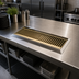 Thumbnail image #2 for Surface Mount Stainless Steel Drip Tray Trough with Louvered PVD Brass Screen, 16 x 6-1/2 Inch