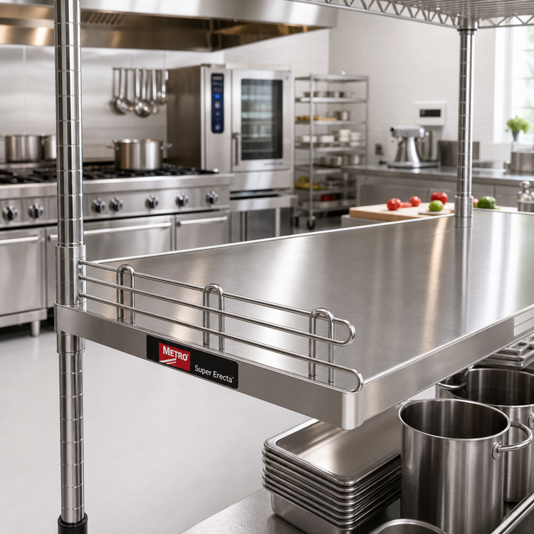 Product image #2 for Metro Super Erecta 42-Inch x 4-Inch Stainless Steel Shelf Ledge for Solid Shelves