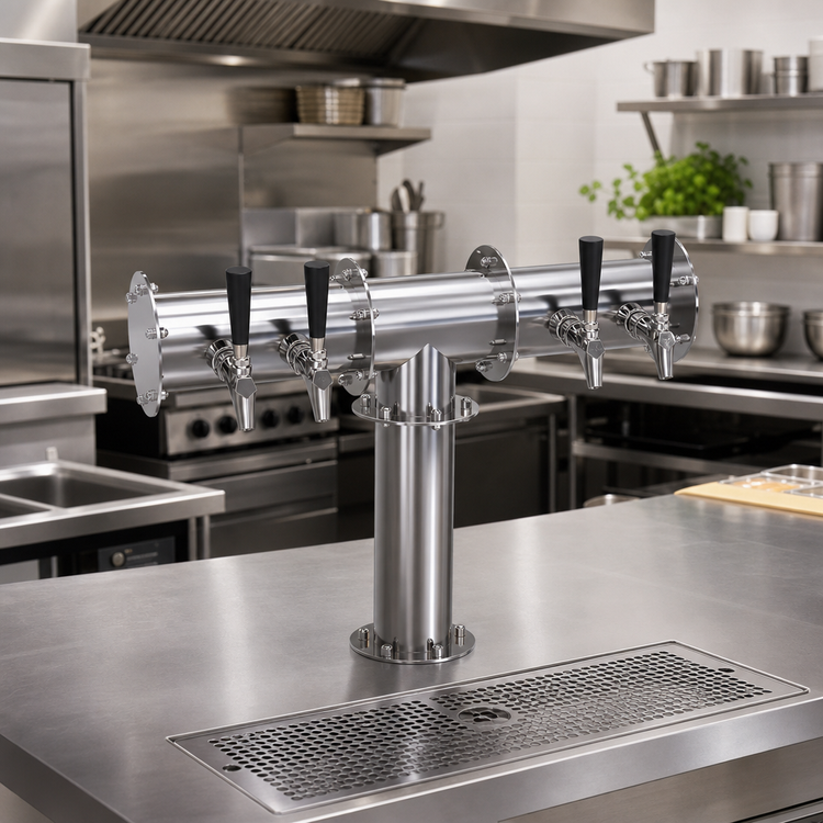 Product image #2 for Krowne Four-Faucet Pipe T-Head Glycol-Cooled Beer Tower