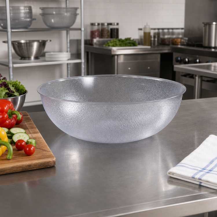 Product image #3 for Carlisle 18 qt Clear Round Polycarbonate Pebbled Salad Bowl