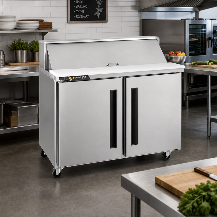 Product image #2 for Centerline by Traulsen Mega Top Reach-In Prep Table Refrigerator, 36 Inch, Two-Section, Right/Right Solid Doors