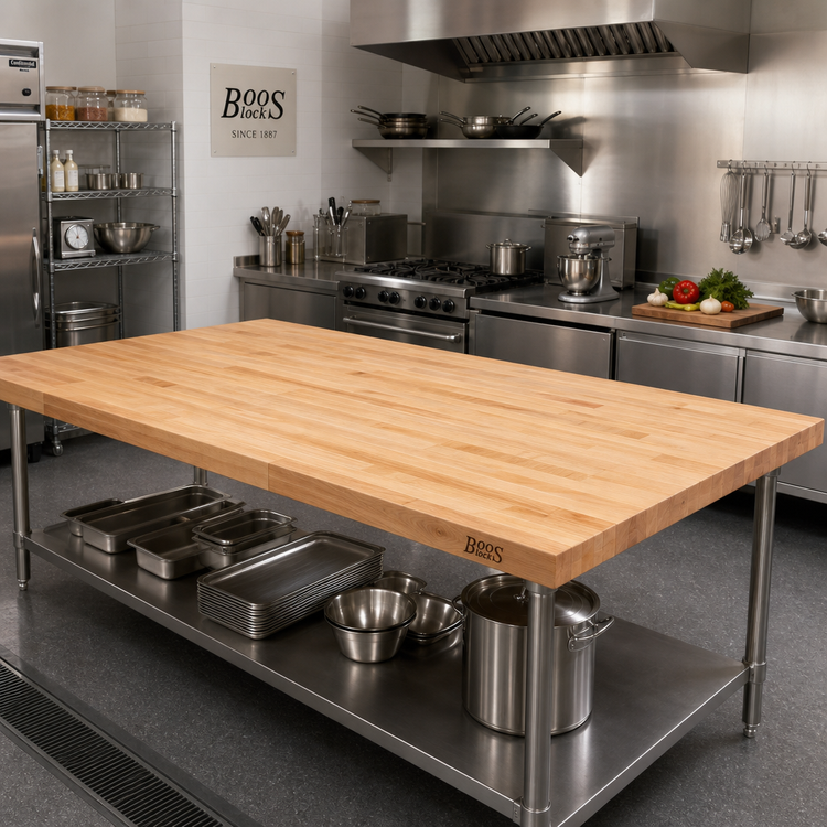 Product image #2 for John Boos 72" x 60" x 2-1/4" Edge Grain Northern Hard Rock Maple Work Table Top