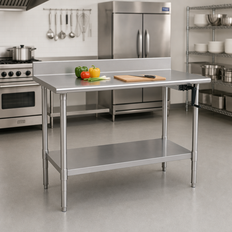 Product image #2 for Eagle AdjusTable 60" x 30" ADA/Ergonomic Height Adjustable Stainless Steel Work Table with 4" Backsplash