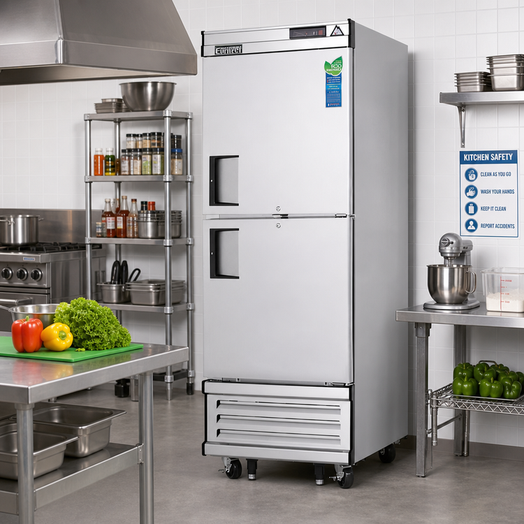 Product image #2 for Everest Refrigeration Bottom-Mount Reach-In Freezer, 1 Section, 23 Cu. Ft., 2 Half-Height Solid Locking Doors