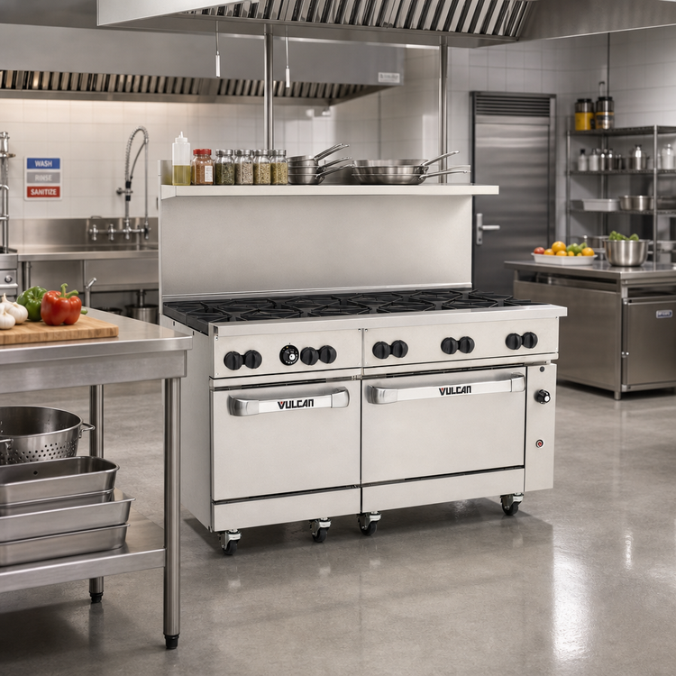 Product image #2 for Vulcan Endurance 60-Inch Propane Gas Restaurant Range with 10 Open Burners and 2 Standard Ovens