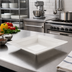 Thumbnail image #2 for Crestware Quattro 10-Inch Square Deep Wide-Rim Ceramic Platter, Pearl White