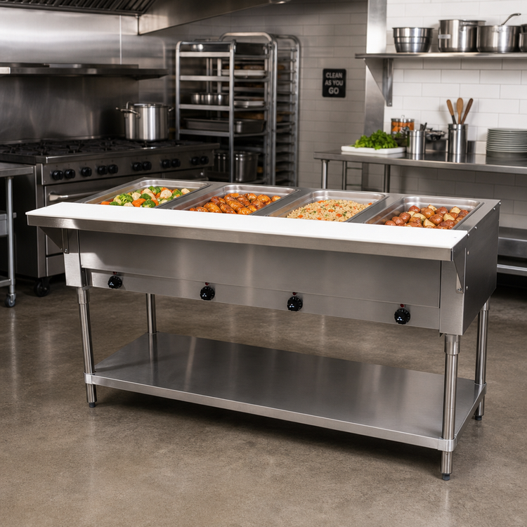 Product image #2 for Advance Tabco Triumph (Supreme) Electric Hot Food Table, 62-7/16 Inch, 4 Sealed Wells, Open Base, 120V