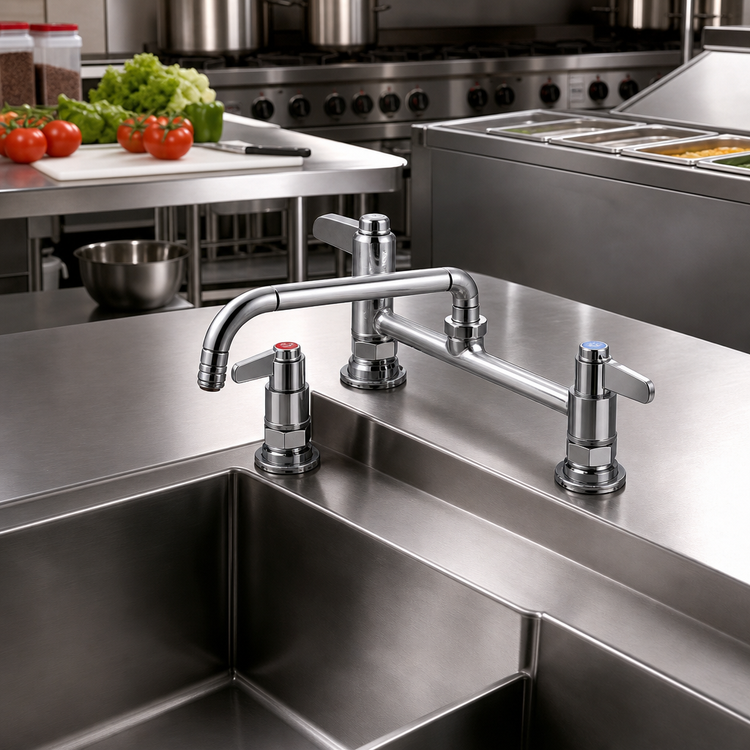 Product image #2 for equip 8-Inch Deck Mount Manual Mixing Faucet with Swing Nozzle and Lever Handles