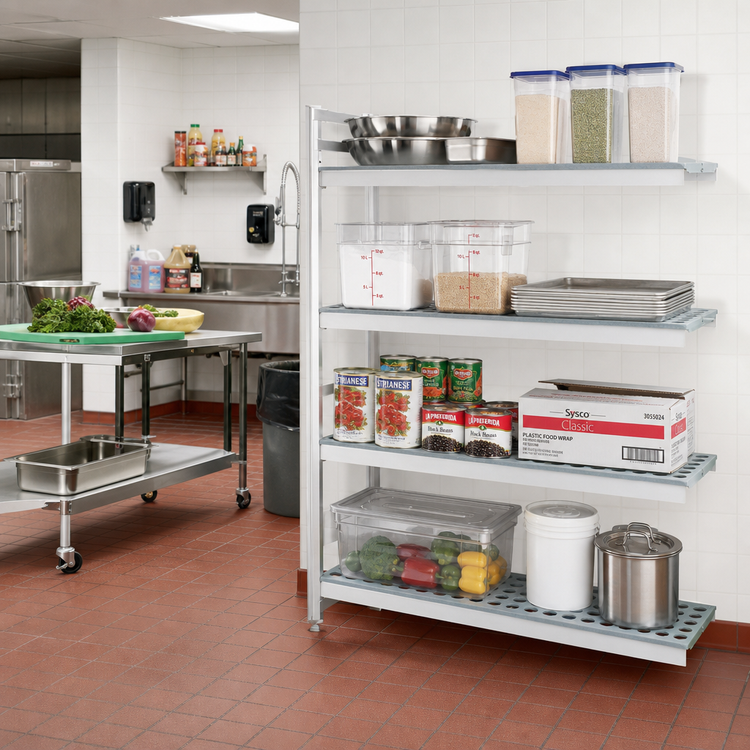 Product image #2 for Fermostock 4-Tier Polymer Shelving Unit Expansion Kit, 71 Inch H x 47 Inch W x 22 Inch D, 1 Upright