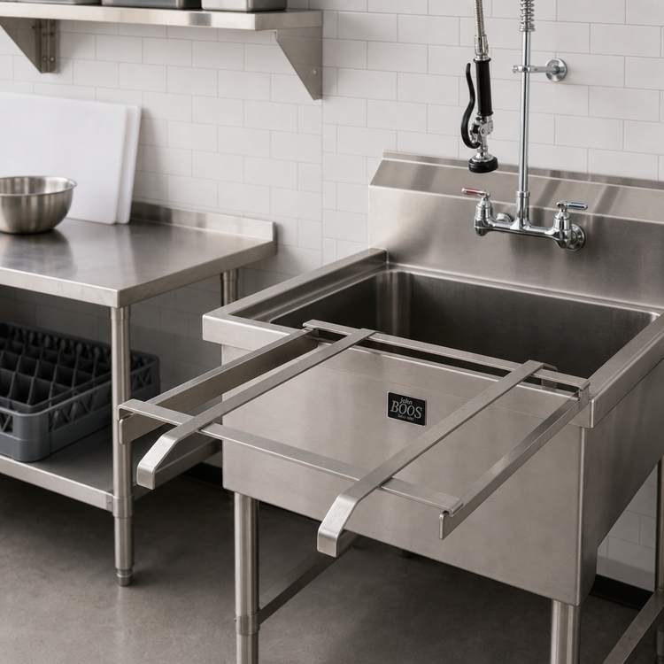 Product image #2 for John Boos Stainless Steel Dishtable Rack Slide for 20" x 20" Pre-Rinse Sink