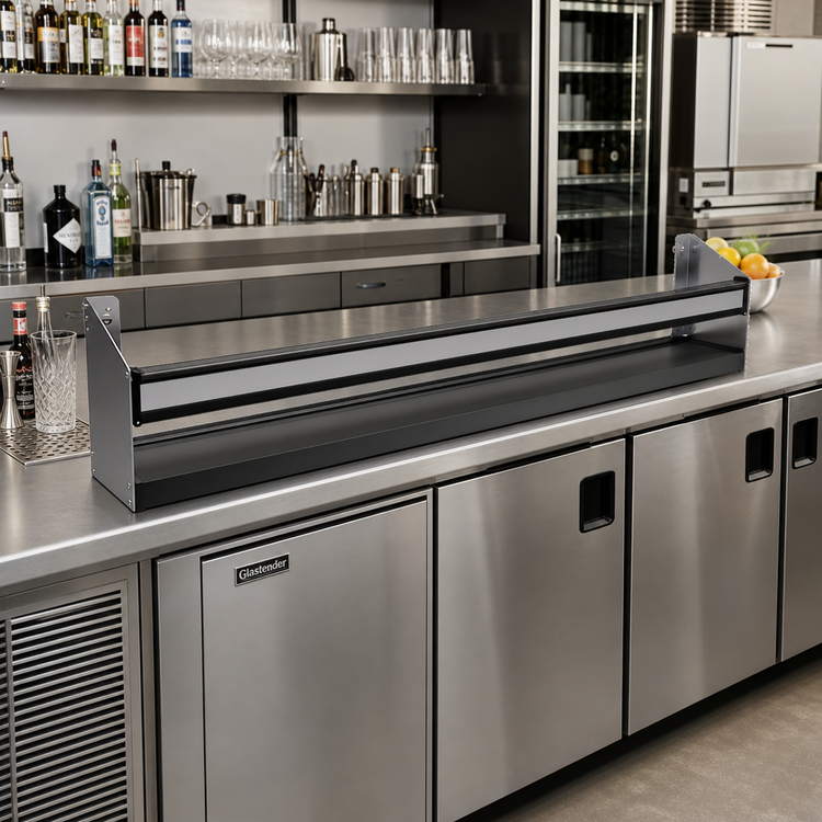 Product image #2 for Glastender 42-Inch Single Stainless Steel Speed Rail with Open Step-and-Rail Design