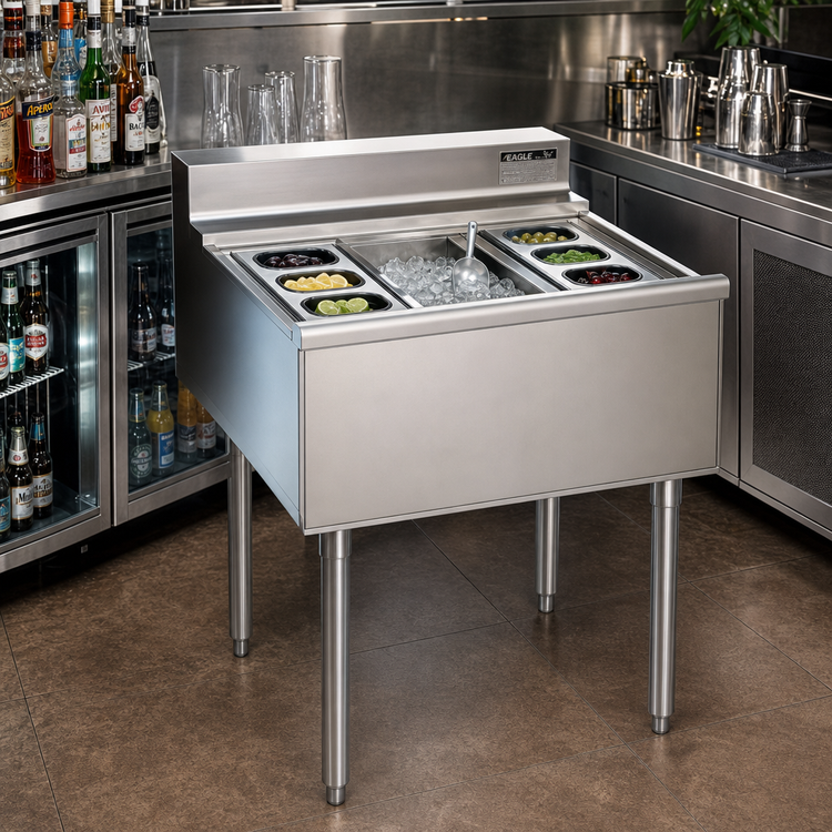 Product image #2 for Eagle Group 2200 Series 36-Inch Underbar Cocktail Unit with 12-Inch Insulated Ice Bin, 75 lb. Capacity and 7-Circuit Cold Plate