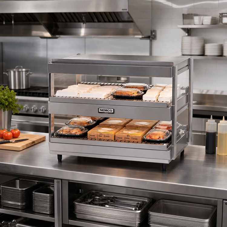 Product image #2 for Nemco 36-Inch Countertop Heated Shelf Merchandiser with Slanted Dual Shelves