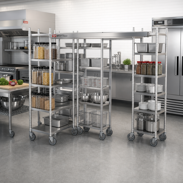 Product image #2 for Metro TOP-TRACK Super Erecta 24-Inch Wide Stainless Steel Top-Track Mobile Unit Kit
