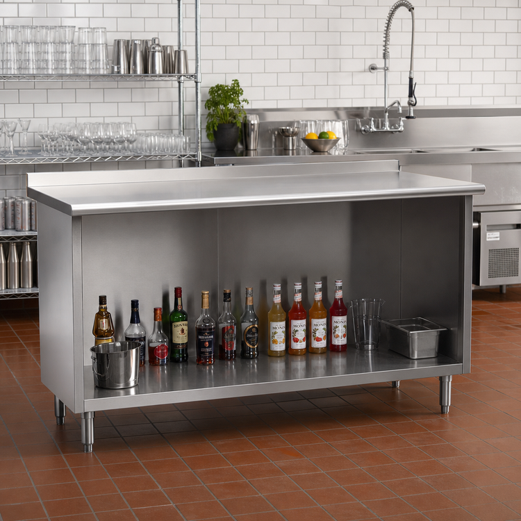 Product image #2 for Spec-Master 96 Inch x 30 Inch Underbar Work Table with Open Front Cabinet Base