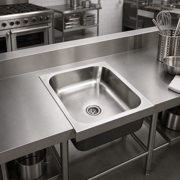 Product image #2 for Weld-In Seamless Single-Compartment Sink with 16 x 20 x 8 Inch Bowl, 304 Stainless Steel