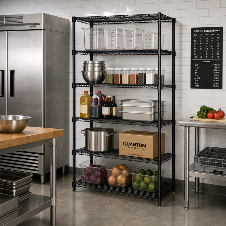 Product image #2 for Quantum 42"W x 21"D x 74"H Stationary 5-Shelf Wire Shelving Starter Kit, Black Epoxy Antimicrobial