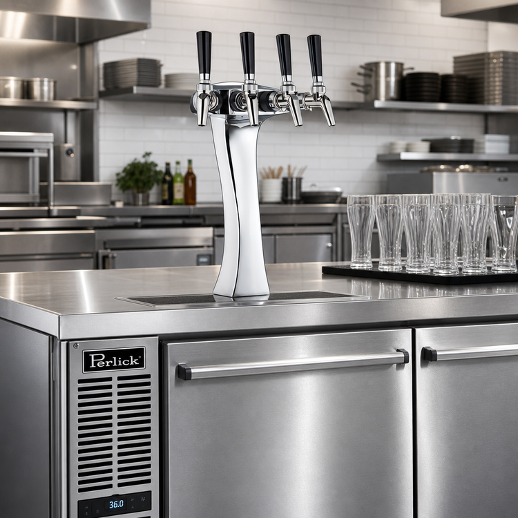Product image #2 for Perlick Panther Style 4-Faucet Chrome Beer Dispensing Kit