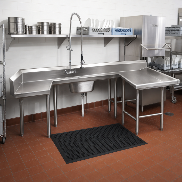 Product image #2 for Advance Tabco U-Shaped Right-Hand Soiled Dish Table with Pre-Rinse Sink and Dishlanding, 131-Inch, 14 Gauge Stainless Steel