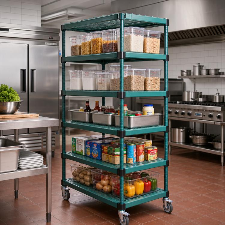Product image #2 for QuadPLUS 5-Tier Mobile Starter Wire Shelving Unit, 36 x 24 x 74 Inches