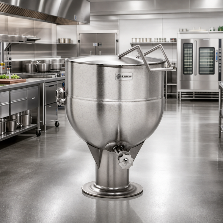 Product image #2 for Legion LSP-100 100-Gallon Stationary Direct Steam Kettle with Full Jacket and Pedestal Base