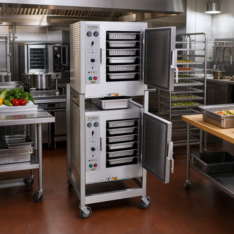 Product image #2 for AccuTemp Steam'N'Hold Two-Cavity Connectionless Electric Vacuum Steamer with Stand and Casters, 480V