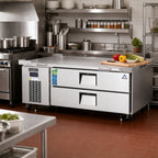 Thumbnail image #2 for Everest Refrigeration ECB52-60D2 60-Inch One-Section Chef Base Refrigerator, 2 Drawers, Stainless Steel, Self-Contained Side-Mounted Refrigeration