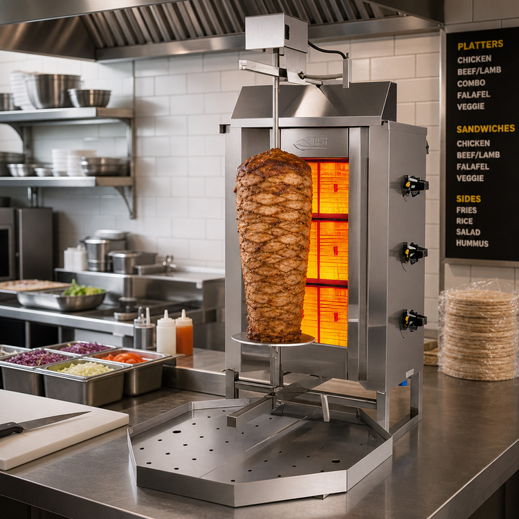 Product image #2 for Axis AX-VB3 Natural Gas Vertical Broiler with 3 Infrared Burners, 24-Inch Spit, 88 lb Capacity