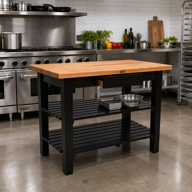 Product image #3 for John Boos Appalachian Oak Country Work Table, 48 x 25 x 34-3/4 Inches, 1-1/2-Inch Thick Top, with Slatted Undershelf