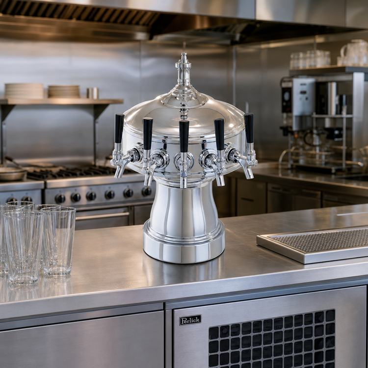 Product image #2 for Perlick Gambrinus 5-Faucet Countertop Glycol-Cooled Draft Beer Tower, Chrome Finish