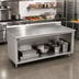 Thumbnail image #2 for John Boos 84 Inch x 36 Inch Stainless Steel Work Table with Open Front Cabinet Base, 5 Inch Backsplash and Stallion Safety Edge